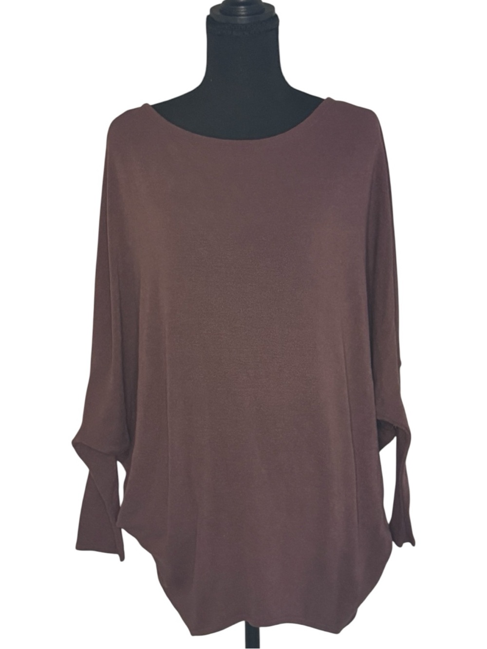 Jolie Brown Dolman Long Sleeve Boatneck Top
